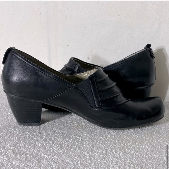 Gerry Weber Black Leather Slip on Ankle Booties W Low Chunky Heel 41 - Picture 9 of 13